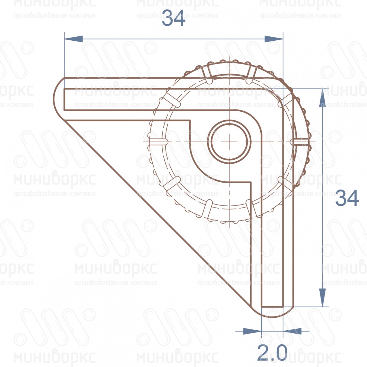 Опора регулируемая угловая 34x34 – U34-34M8.D25x50 | картинка 6